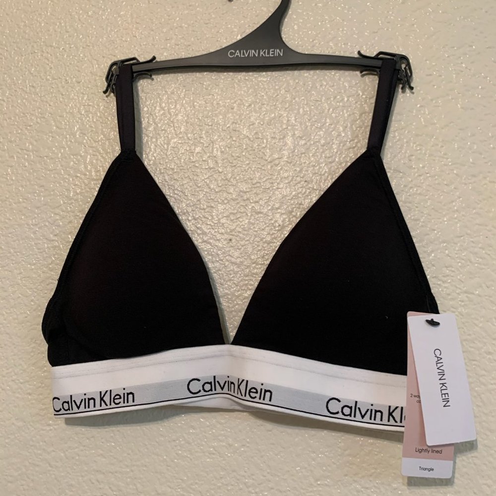 New Calvin Klein 2 Way Modern Cotton Black Bra